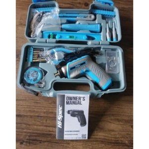 New 35pc Blue tool kit with 3.6V USB Electric Screwdriver and drill set
